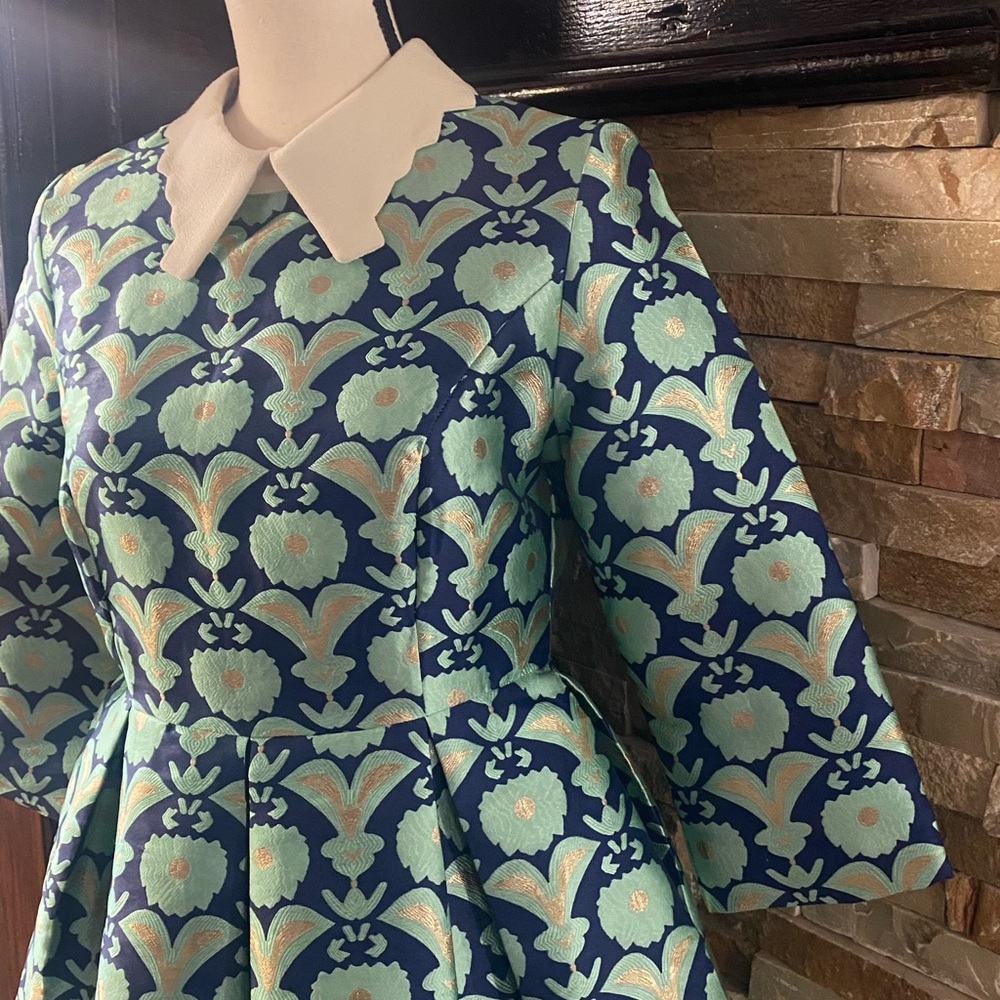 Mini blue green printed dress